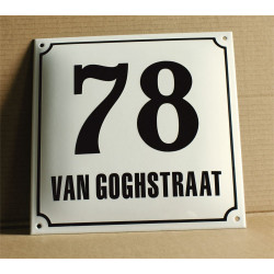 Emaille Huisnummer Gebold 30x30cm