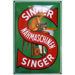 Singer Naaimachienen Emaille Bord 40x60cm gebold - Emaille Kopie