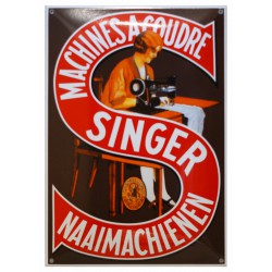 Singer Naaimachienen Emaille Bord 40x60cm gebold - Emaille Kopie