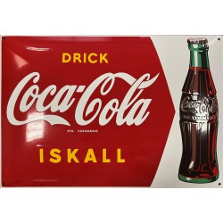 Coca Cola Emaille Bord Drick Iskall 60x40cm gebold - Emaille Kopie
