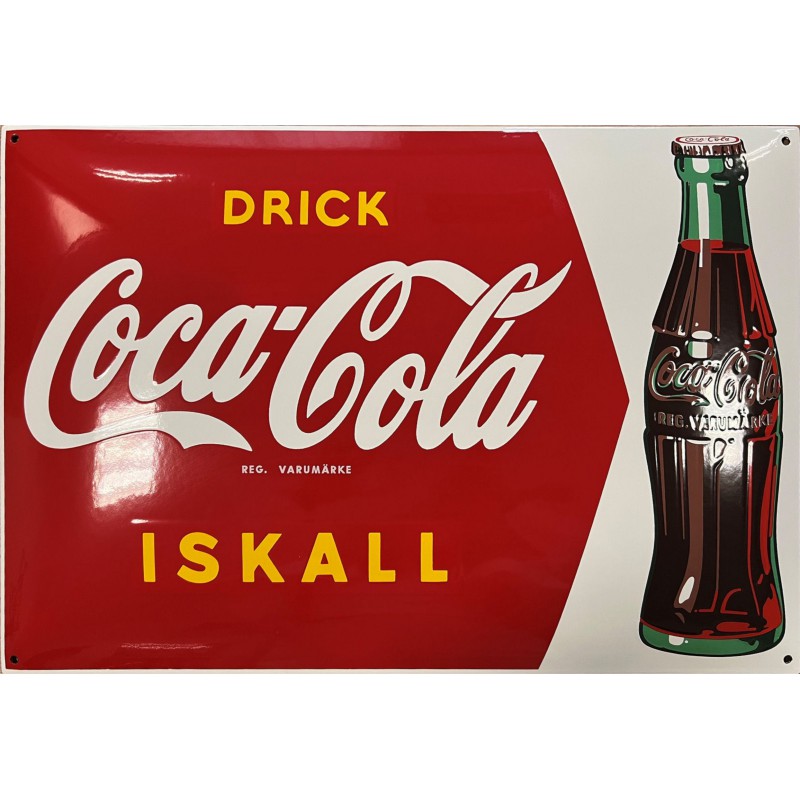 Coca Cola Emaille Bord Drick Iskall 60x40cm gebold - Emaille Kopie