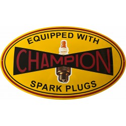 Champion Equipped with Spark Plugs Automotive Emaille Bord 101x60cm gebold