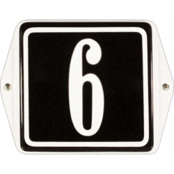 Emaille Huisnummer 6x6cm model Oor met Frame