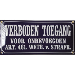 Emaille Verbodsbord Verboden Toegang 35x16cm