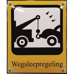Veiligheids Bord Wegsleepregeling Geel 16x19cm